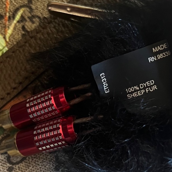 PRADA ROBOT REFUS FURRY KEYCHAIN BAG PURSE FUR KEY CHARM GIFT BOX SILVER LEATHER - Picture 8 of 16